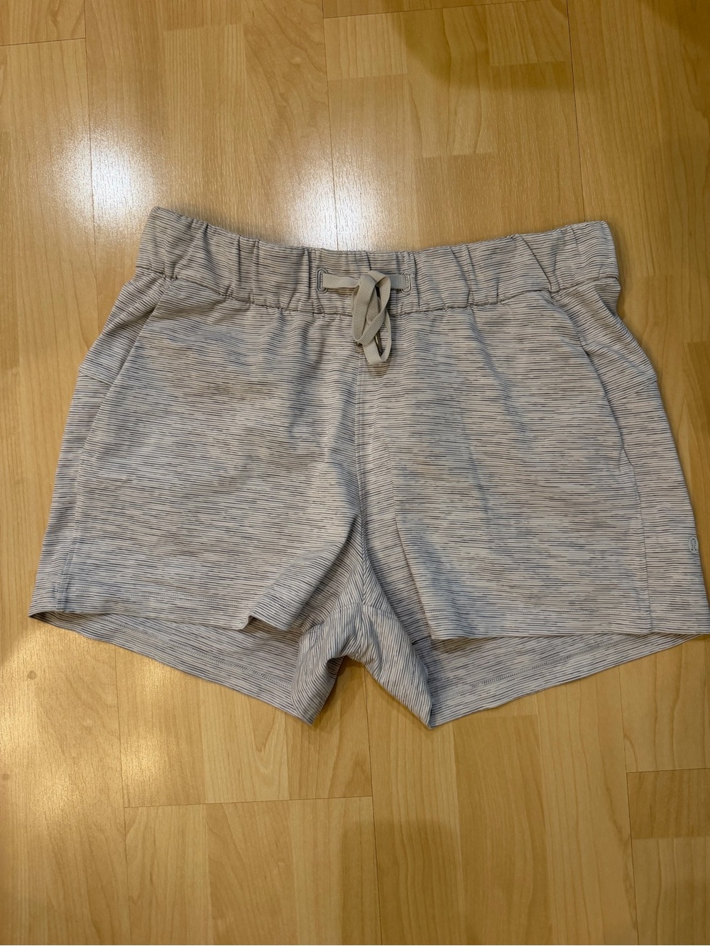 lululemon athletica Heathered Light Gray Drawstring Athletic Shorts